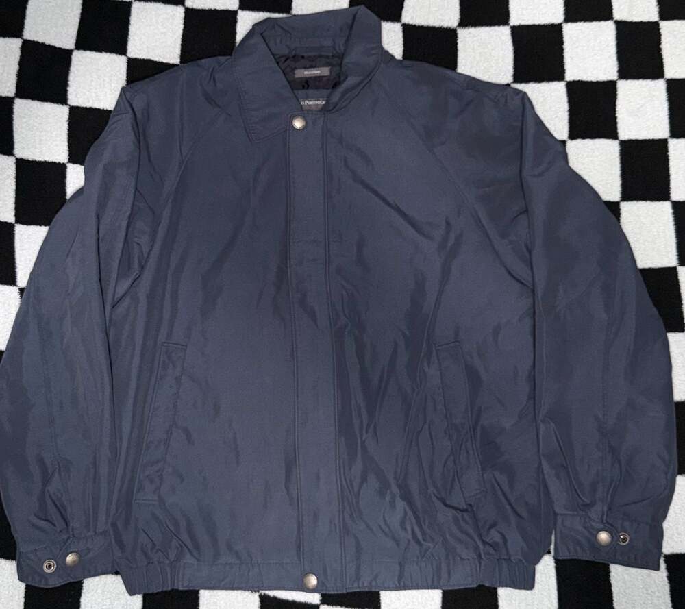 Perry Ellis Portfolio Navy Blue Microfiber Jacket Size M